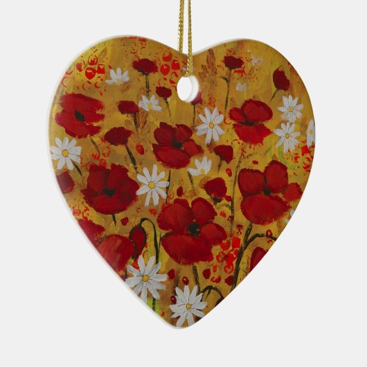 Poppy Meadow, Red Flowers Keramisch Ornament (Rechts)