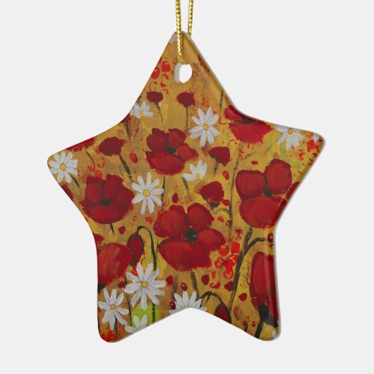 Poppy Meadow, Red Flowers Keramisch Ornament (Links)