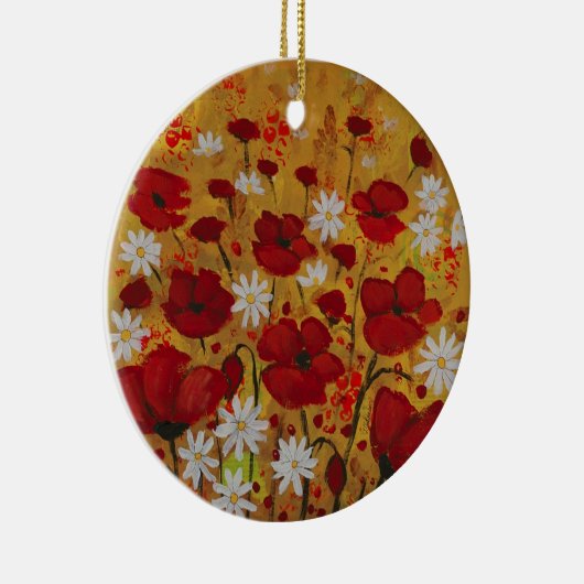 Poppy Meadow, Red Flowers Keramisch Ornament (Rechts)