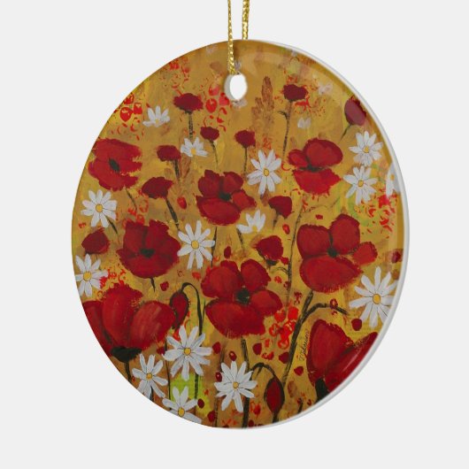 Poppy Meadow, Red Flowers Keramisch Ornament (Links)