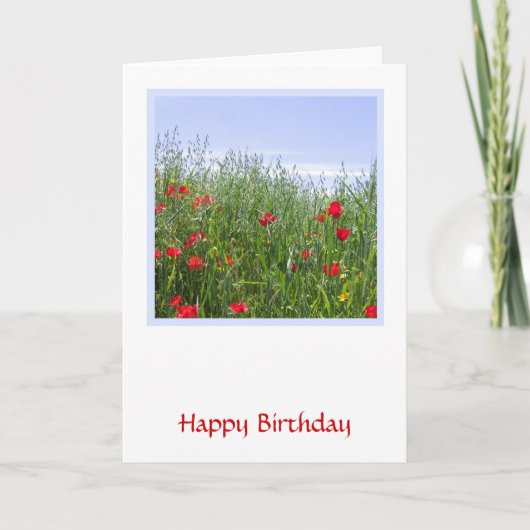 Poppy Meadow Verjaardag Kaart (Voorkant)