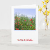 Poppy Meadow Verjaardag Kaart (Gele Bloem)