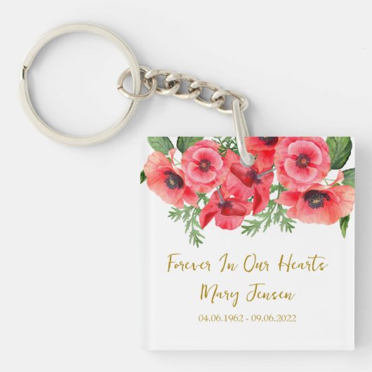 Poppy Memorial Funeral Photo Keychain (Voorkant)