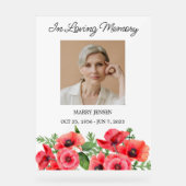 Poppy Memorial Photo Funeral Acrylic Sign Acryl Bord (Voorkant)