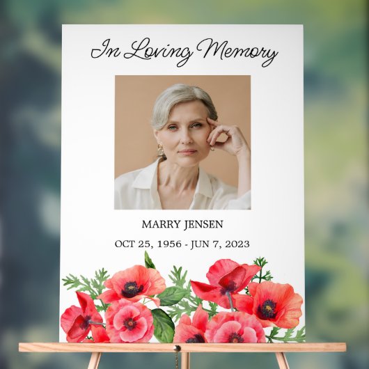Poppy Memorial Photo Funeral Acrylic Sign Acryl Bord (Neutraal)