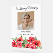 Poppy Memorial Photo Funeral Acrylic Sign Acryl Bord (Hoek)