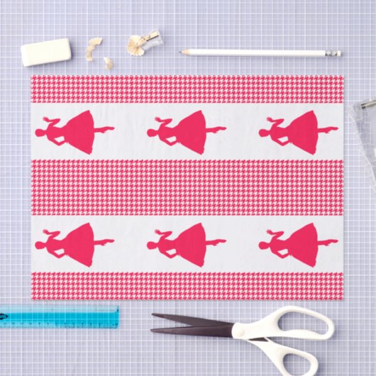 Poppy Modern Houndstooth met Mode Silhouette Tissuepapier (Craft)