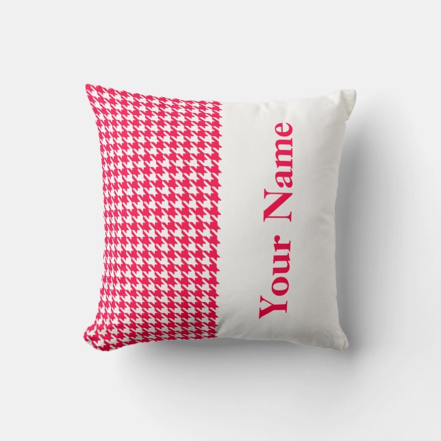Poppy Modern Houndstooth met naam Kussen (Voorkant)