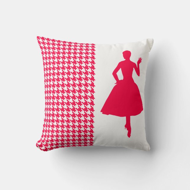 Poppy Modern Houndstooth met Silhouette Kussen (Voorkant)