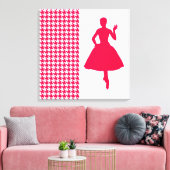 Poppy Modern Houndstooth w/mode Silhouette Canvas Afdruk (Insitu (Woonkamer))