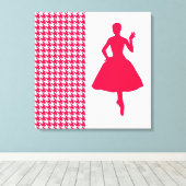 Poppy Modern Houndstooth w/mode Silhouette Canvas Afdruk (Insitu (Houten vloer))