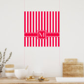 Poppy Modern Stripe met Monogram Poster (Keuken)