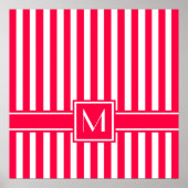 Poppy Modern Stripe met Monogram Poster (Voorkant)