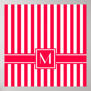 Poppy Modern Stripe met Monogram Poster