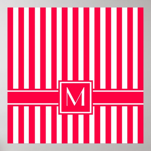 Poppy Modern Stripe met Monogram Poster (Voorkant)