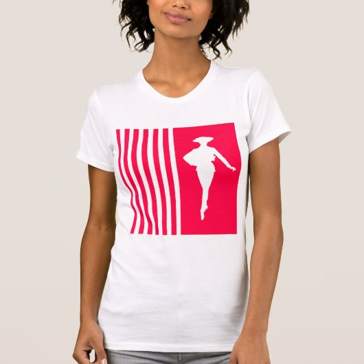 Poppy Modern Stripes met Mode Silhouette T-shirt (Voorkant)