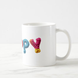 Poppy naam in levendige gehaakte patroon koffiemok