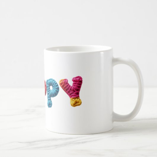 Poppy naam in levendige gehaakte patroon koffiemok (Rechts)