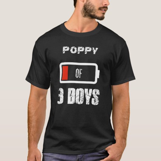 Poppy Of 3 Three Boys Low Battery Father's Day Out T-shirt (Voorkant)