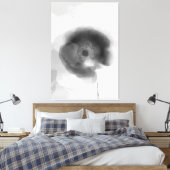 Poppy of Troy Black and White Waterverf Floral Canvas Afdruk (Insitu (Slaapkamer))
