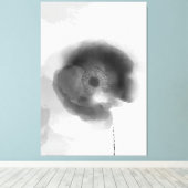 Poppy of Troy Black and White Waterverf Floral Canvas Afdruk (Insitu (Houten vloer))