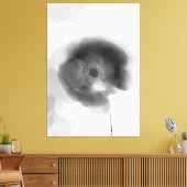 Poppy of Troy Black and White Waterverf Floral Canvas Afdruk (Insitu (Woonkamer))