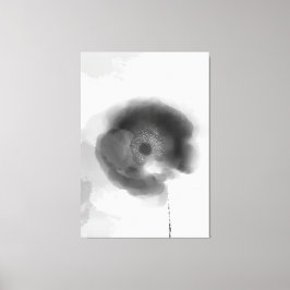 Poppy of Troy Black and White Waterverf Floral Canvas Afdruk