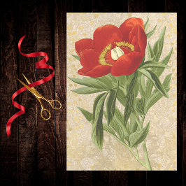 Poppy on Gold Dotted Damask Red Gold Vintage Tissuepapier