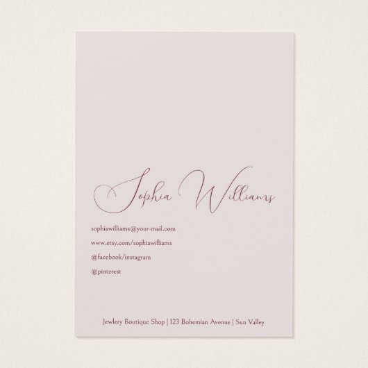 Poppy Oorbel & Ketting Set Sieraden Display Kaart (Achterkant)