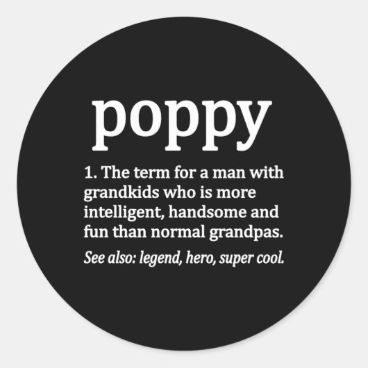 Poppy Opa Definitie Beste Poppy Opa Da Ronde Sticker (Voorkant)