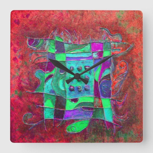 "Poppy Opening" door Paul Buică Vierkante Klok (Voorkant)