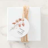 Poppy Oranje Flower Wedding Bedankjes Labels (In situ)