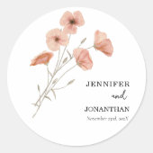 Poppy Oranje Flower Wedding Ronde Sticker (Voorkant)