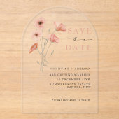 Poppy Oranje Flower Wedding Sla de datum op Acryl Uitnodigingen (Voorkant)