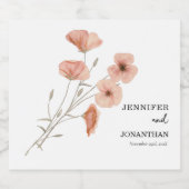 Poppy Oranje Flower Wedding Sparkling Wijnetiket (Enkel label)