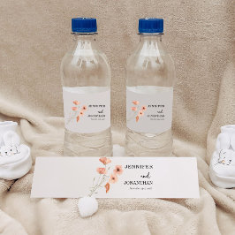 Poppy Oranje Flower Wedding Waterfles Etiket