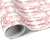 Poppy Outline, rood op wit, chique inpakpapier (Rol Hoek)