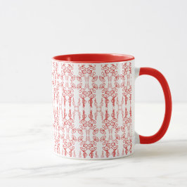 Poppy Outline, rood op witte Mok van de Koffie van