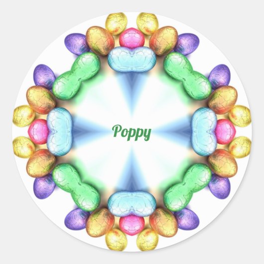 POPPY ~ PAASWOW! eieren Pasen geven ~ Ronde Sticker (Voorkant)