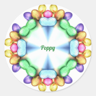POPPY ~ PAASWOW!  eieren Pasen geven ~ Ronde Sticker