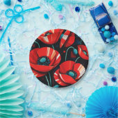 Poppy Papaver flowers Papieren Bordje (Feest)