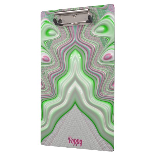 POPPY ~ PASTEL 3D! Roze, groen en wit GLANZEND Klembord (Links)