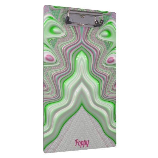 POPPY ~ PASTEL 3D! Roze, groen en wit GLANZEND Klembord (Rechts)