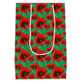 Poppy patroon herdenking rood groen medium cadeauzakje (Achterkant)