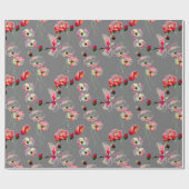 Poppy patroon op grijs cadeaupapier (Vlak)