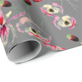 Poppy patroon op grijs cadeaupapier (Rol Hoek)