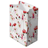 Poppy patroon op wit medium cadeauzakje (Voorkant Gekanteld)