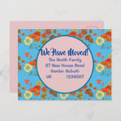 Poppy Pattern New Address Briefkaart, we verplaats Briefkaart (Voorkant / Achterkant)