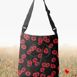  Poppy Pattern Rood en Zwart Crossbody Bag Crossbody Tas