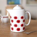Poppy Pattern Teapot Theepot<br><div class="desc">Een  klaproos met een rood klaprozenpatroon. Perfect voor papaverthee</div>